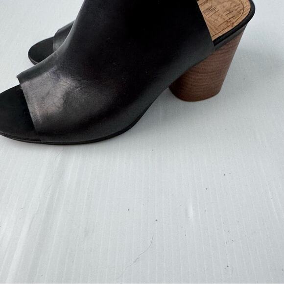 Luca Lane Hilaire leather upper stacked heel peep toe slipon shoes black size 10 - Picture 4 of 12